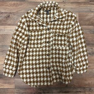 Forever 21 Tan and Cream Houndstooth Jacket